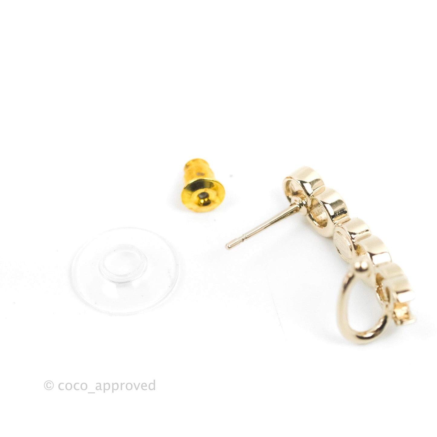 Chanel CC Coco Crystal Earrings Ear Clip Gold Tone 22P