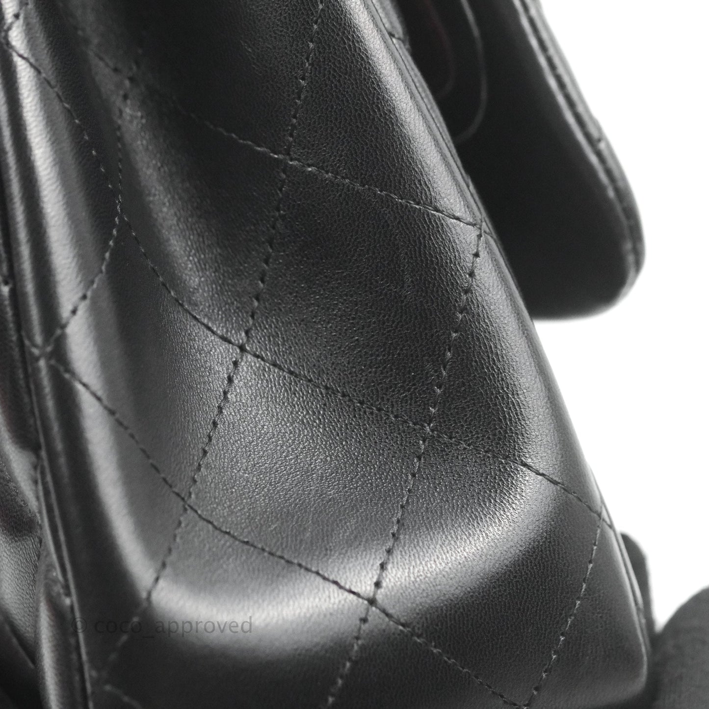 Chanel Quilted Jumbo Double Flap Black Lambskin Silver Hardware