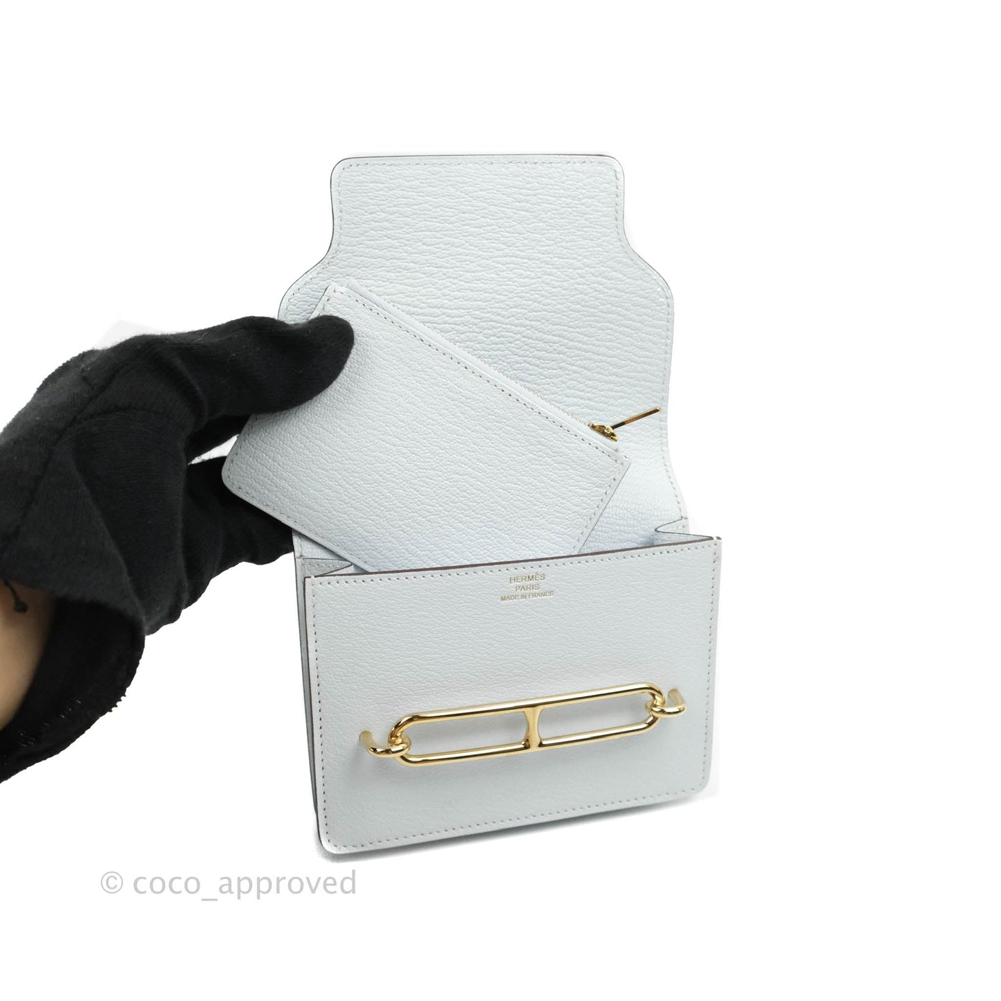 Hermès Roulis Slim Wallet Bleu Brume Gold Hardware