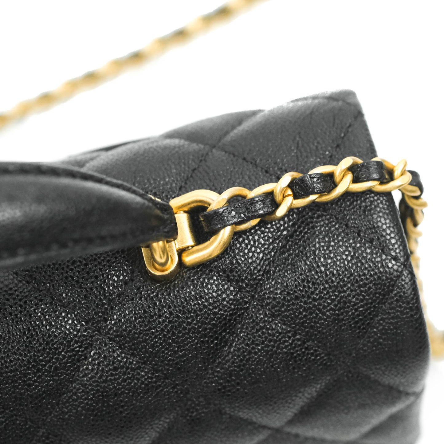 Chanel Top Handle Mini Rectangular Flap Bag Black Caviar Gold Hardware