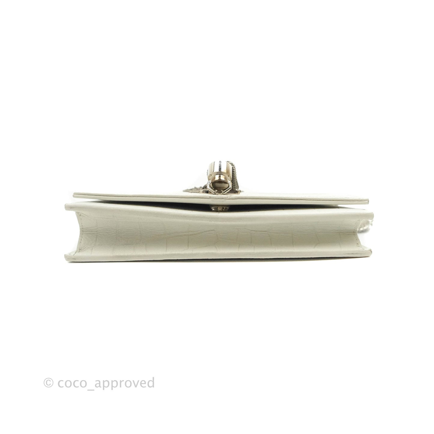 Saint Laurent Kate Tassel WOC White Silver Hardware