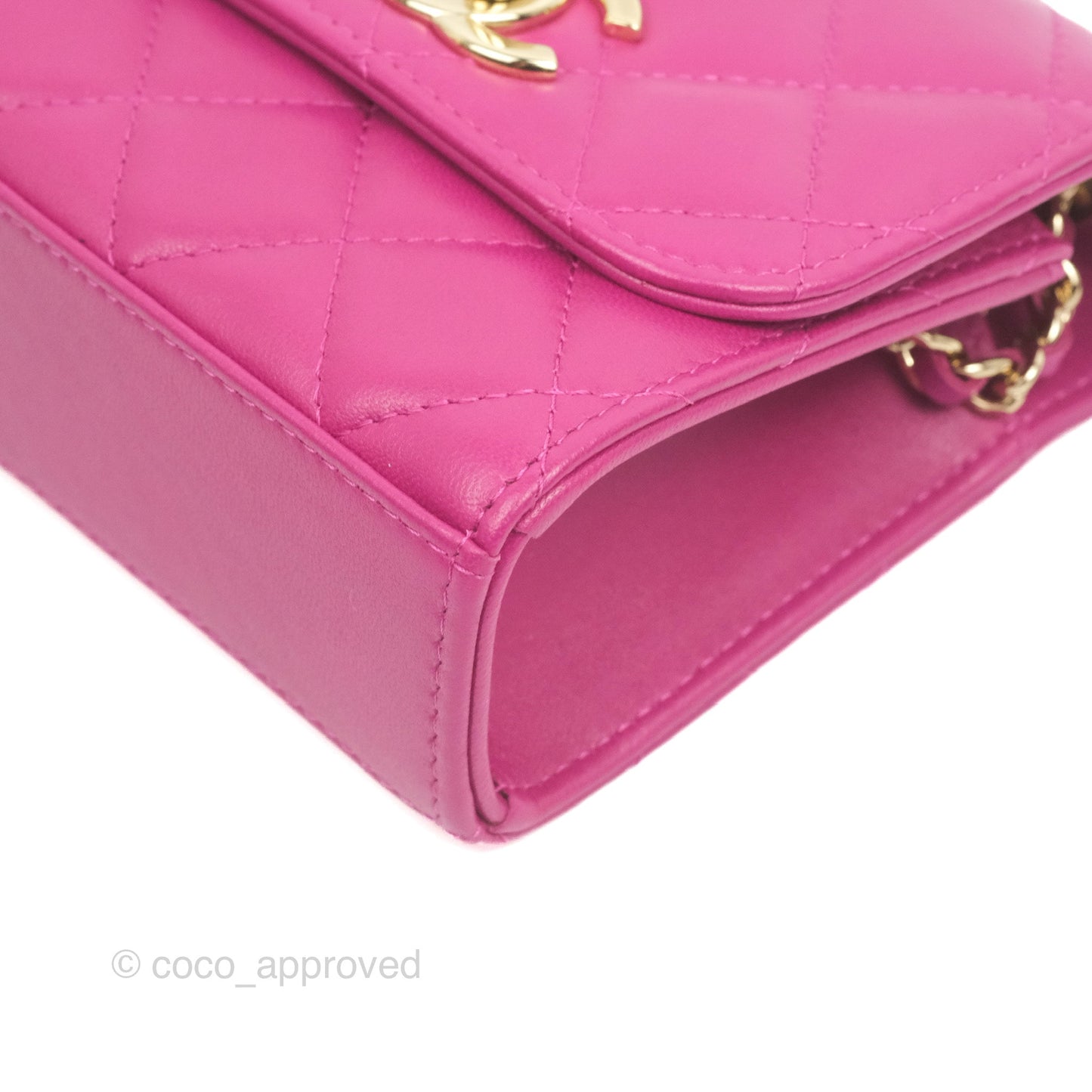 Chanel Mini Quilted Trendy CC Clutch With Chain Plum Lambskin Gold Hardware