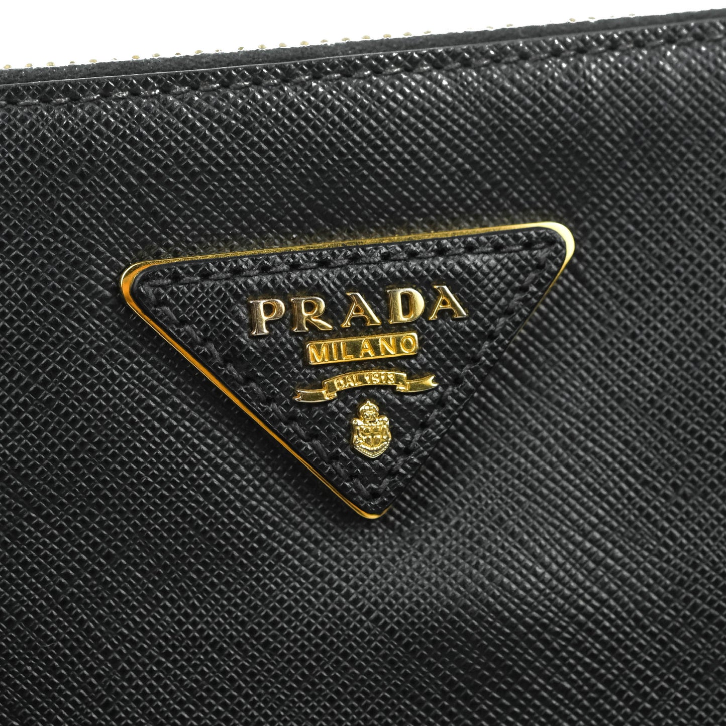 Prada Galleria Double Lux Black Saffiano Leather Zip Satchel
