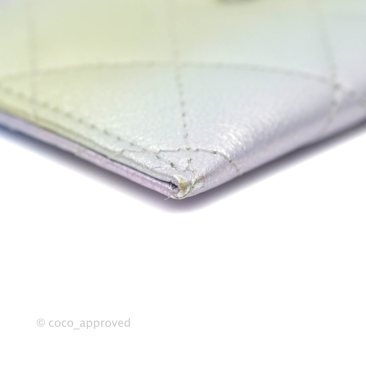 Chanel Classic Quilted Metallic Rainbow Lambskin Card Holder Rainbow Hardware