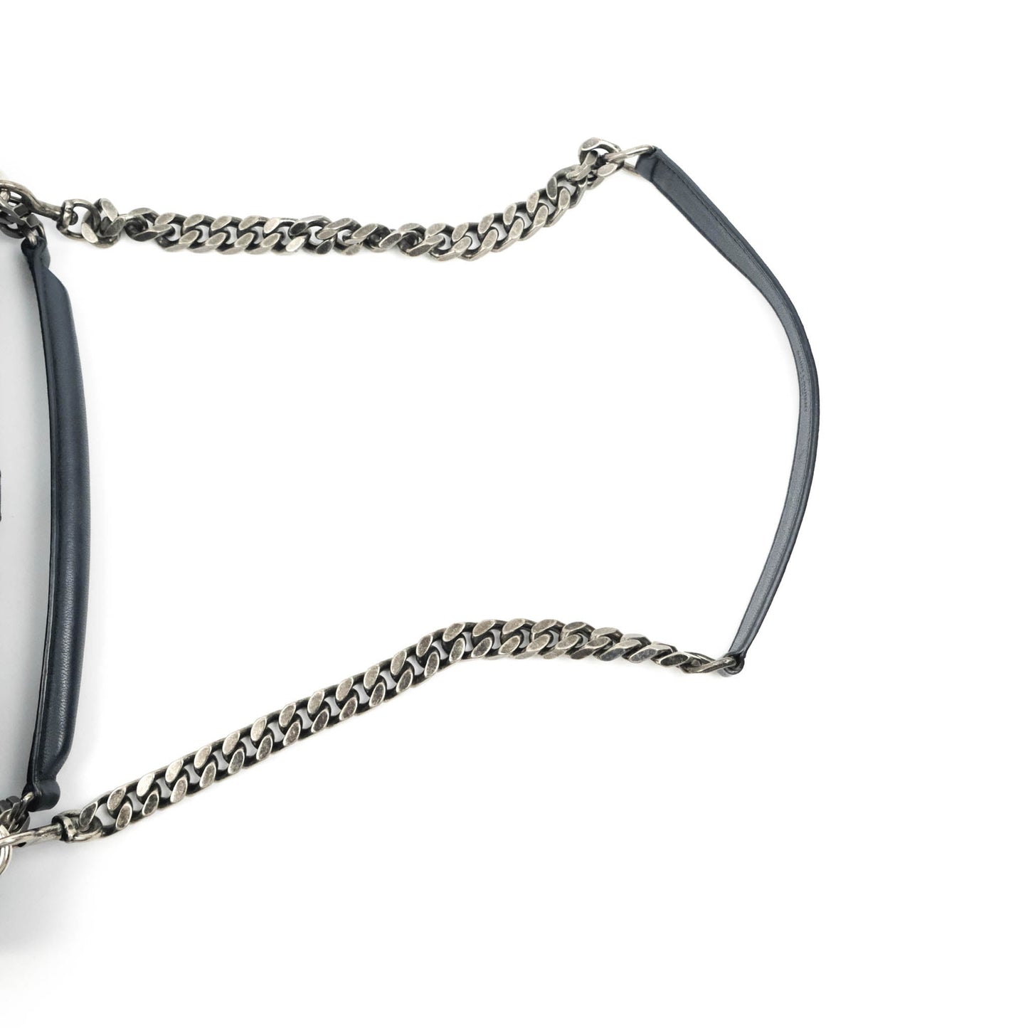 Saint Laurent Chevron Large College Navy Chain Bag Ruthenium Hardware