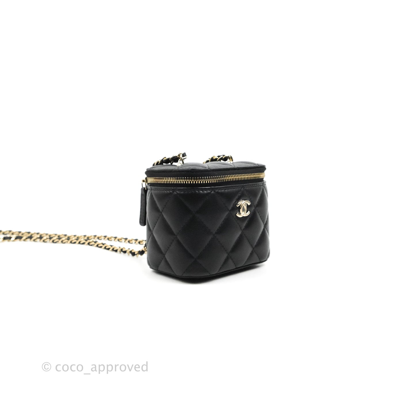 Chanel Classic Mini Vanity With CC Chain Black Lambskin Gold Hardware