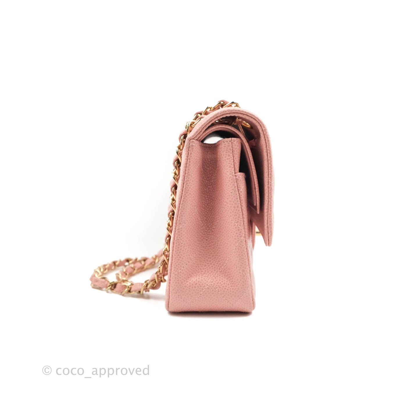 Chanel Vintage Classic M/L Medium Flap Quilted Pink Caviar 24K Gold Hardware