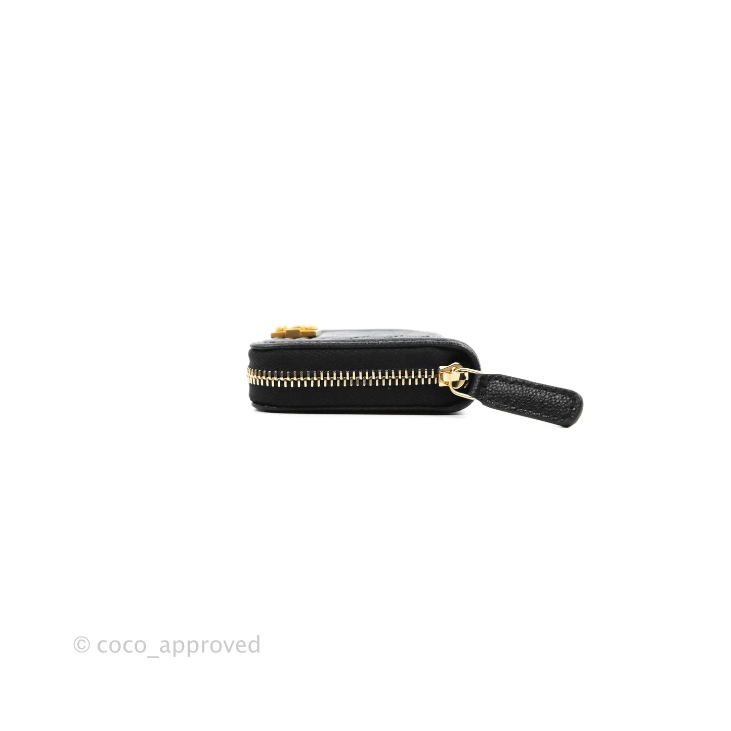 Chanel Chevron Boy Zip Card Holder Black Caviar Gold Hardware