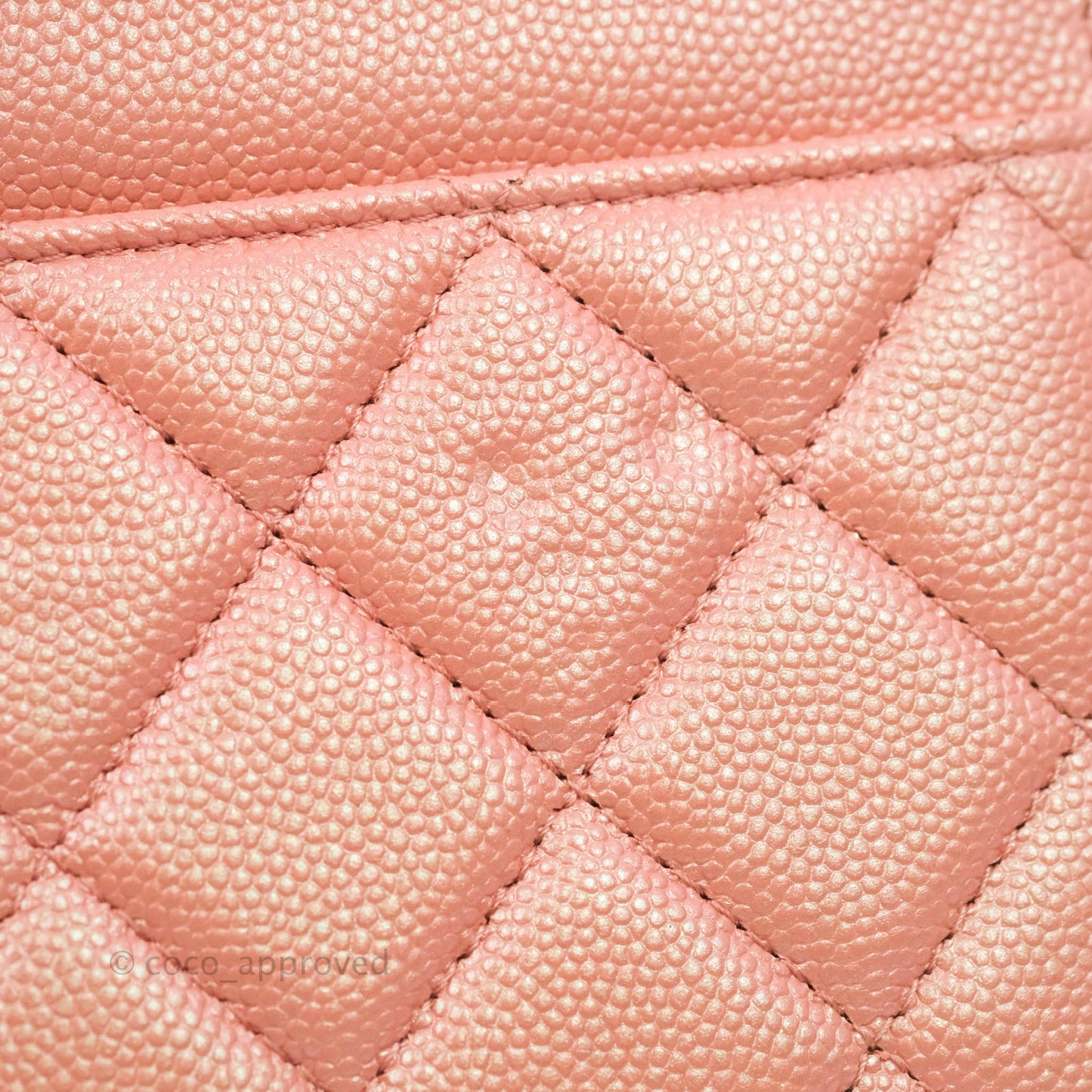 Chanel Quilted Wallet on Chain WOC Iridescent Pink Caviar Gold Hardware 19S