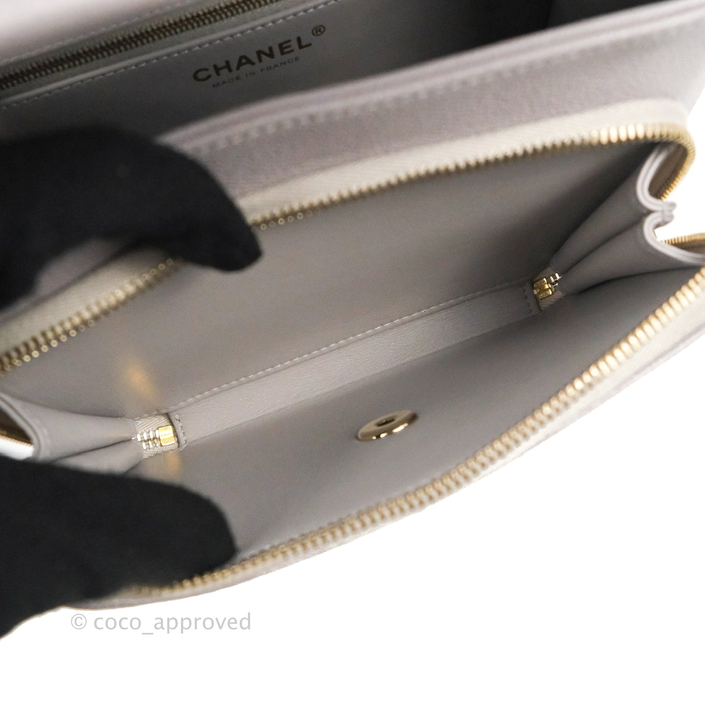 Chanel Quilted Medium Business Affinity Flap Grey Caviar Gold Hardware