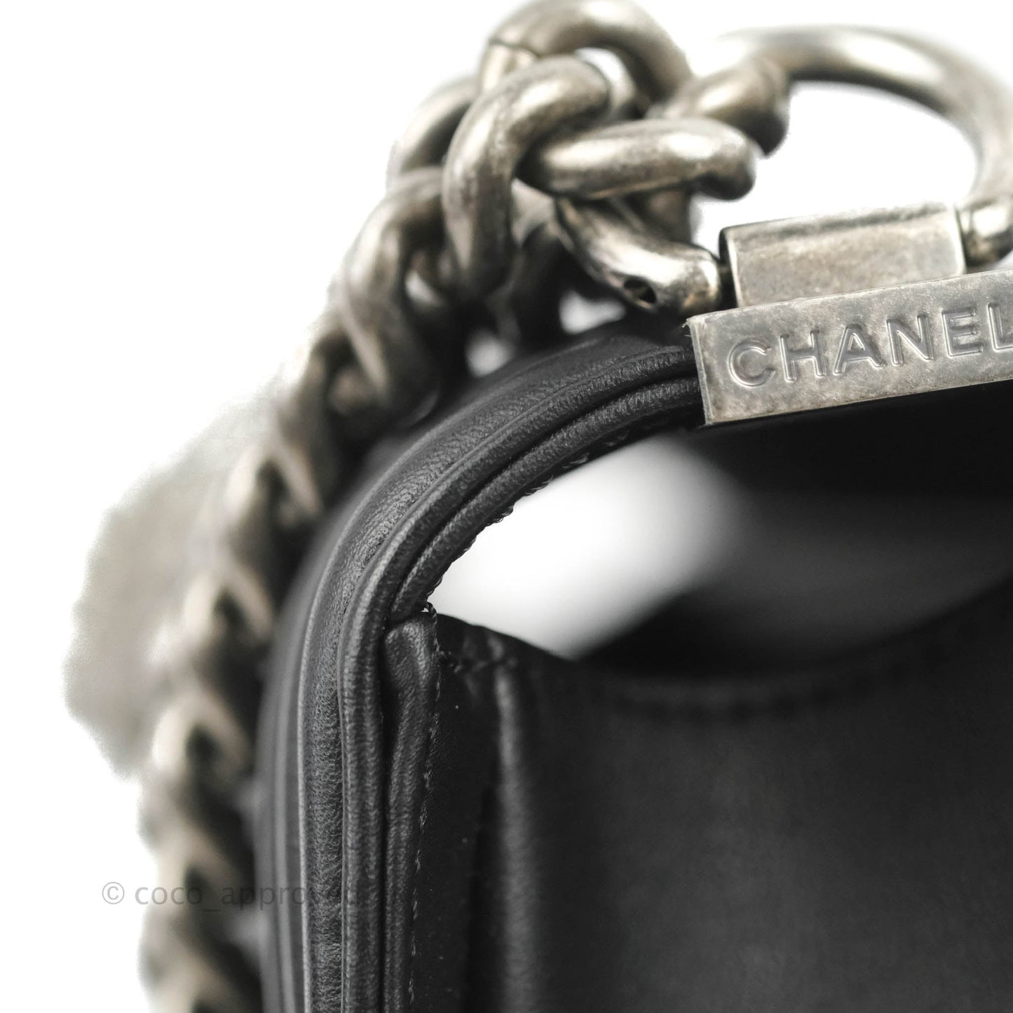 Chanel Quilted Medium Boy Black Calfskin Ruthenium Hardware