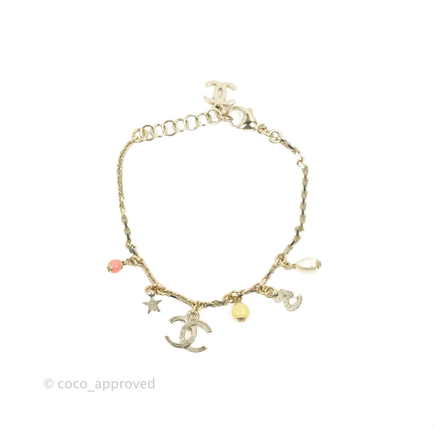 Chanel Chain Bracelet with Charms Gold Tone 22S