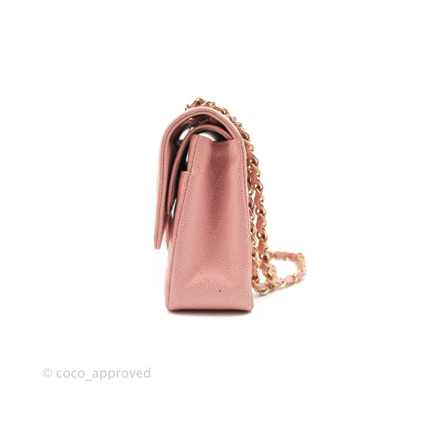 Chanel Vintage Classic M/L Medium Flap Quilted Pink Caviar 24K Gold Hardware