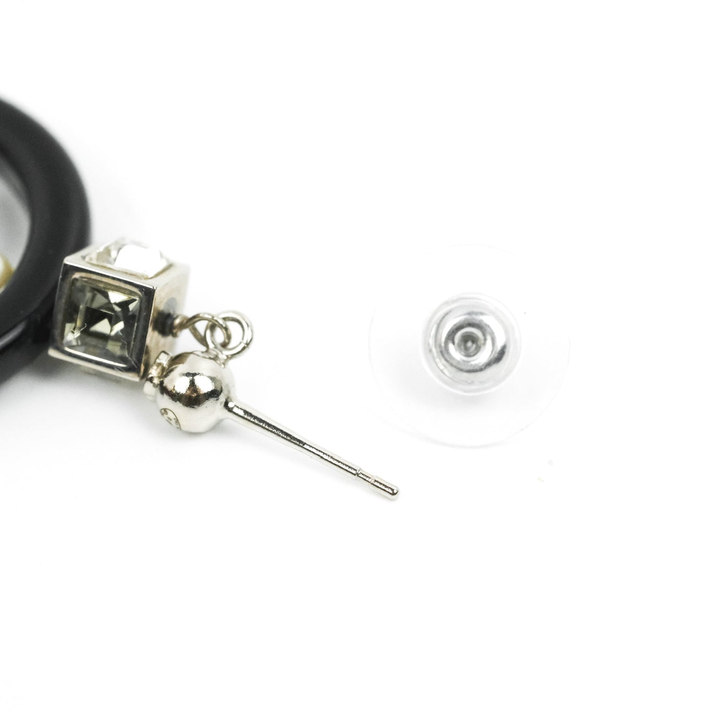 Chanel Crystal CC Black Round Drop Earrings 18B