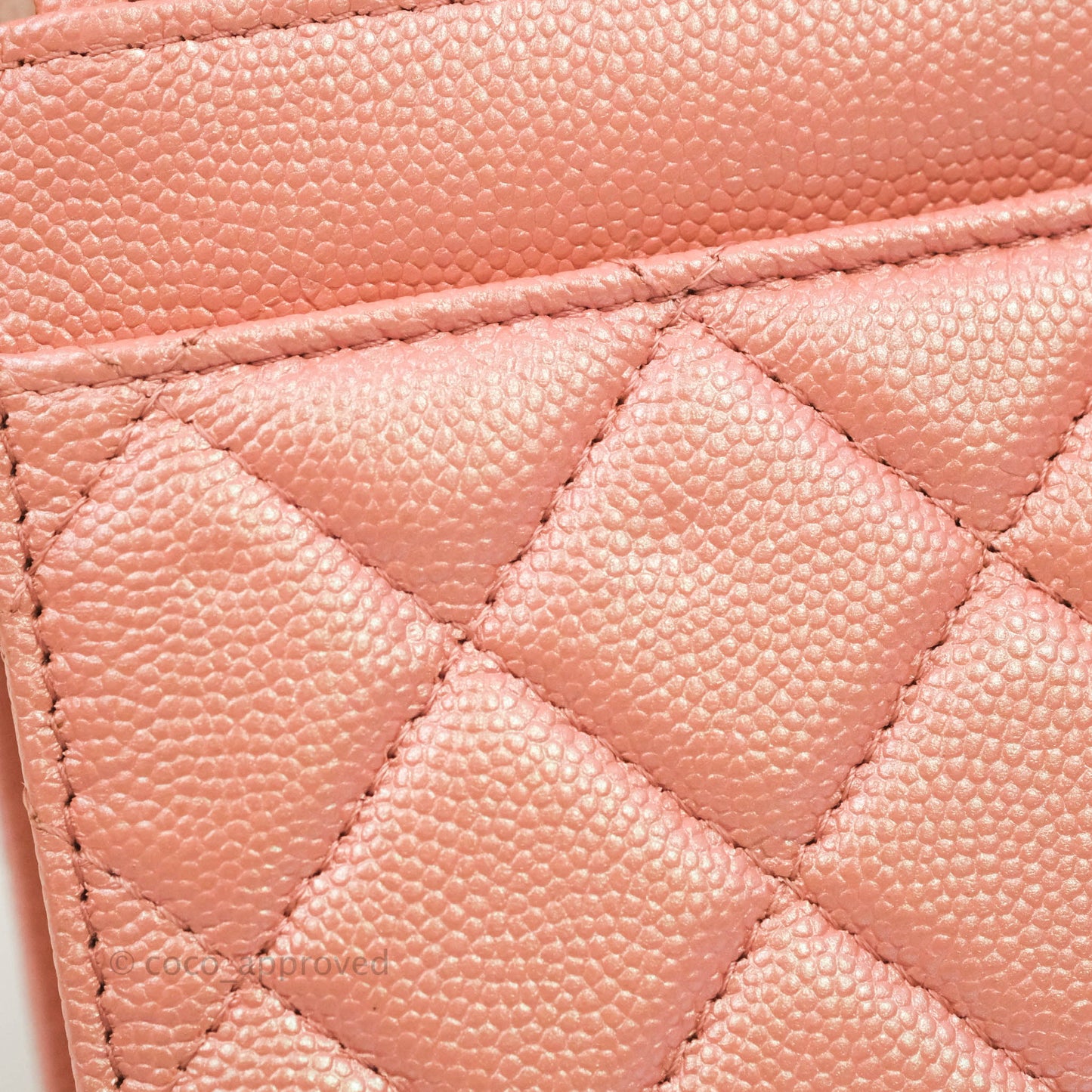 Chanel Quilted Wallet on Chain WOC Iridescent Pink Caviar Gold Hardware 19S