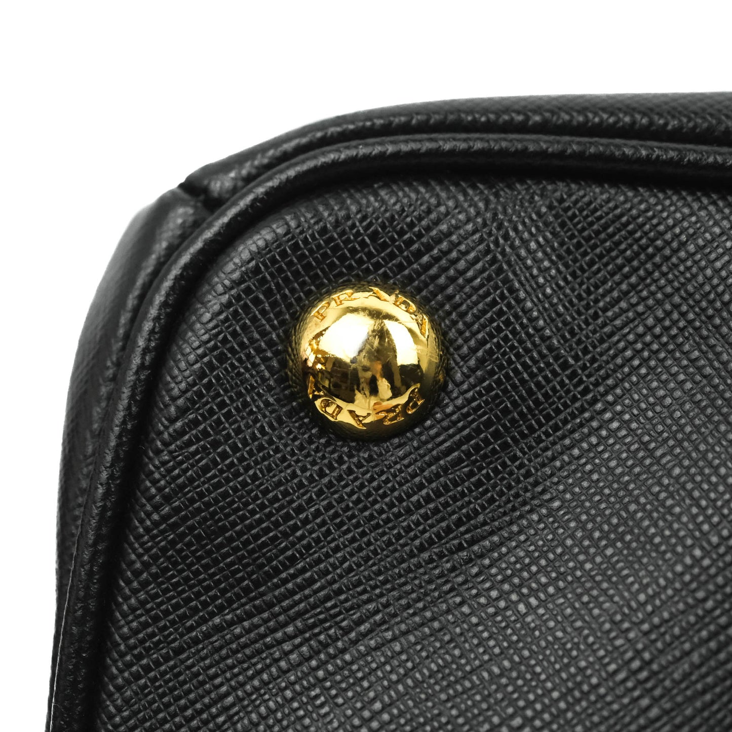 Prada Galleria Double Lux Black Saffiano Leather Zip Satchel