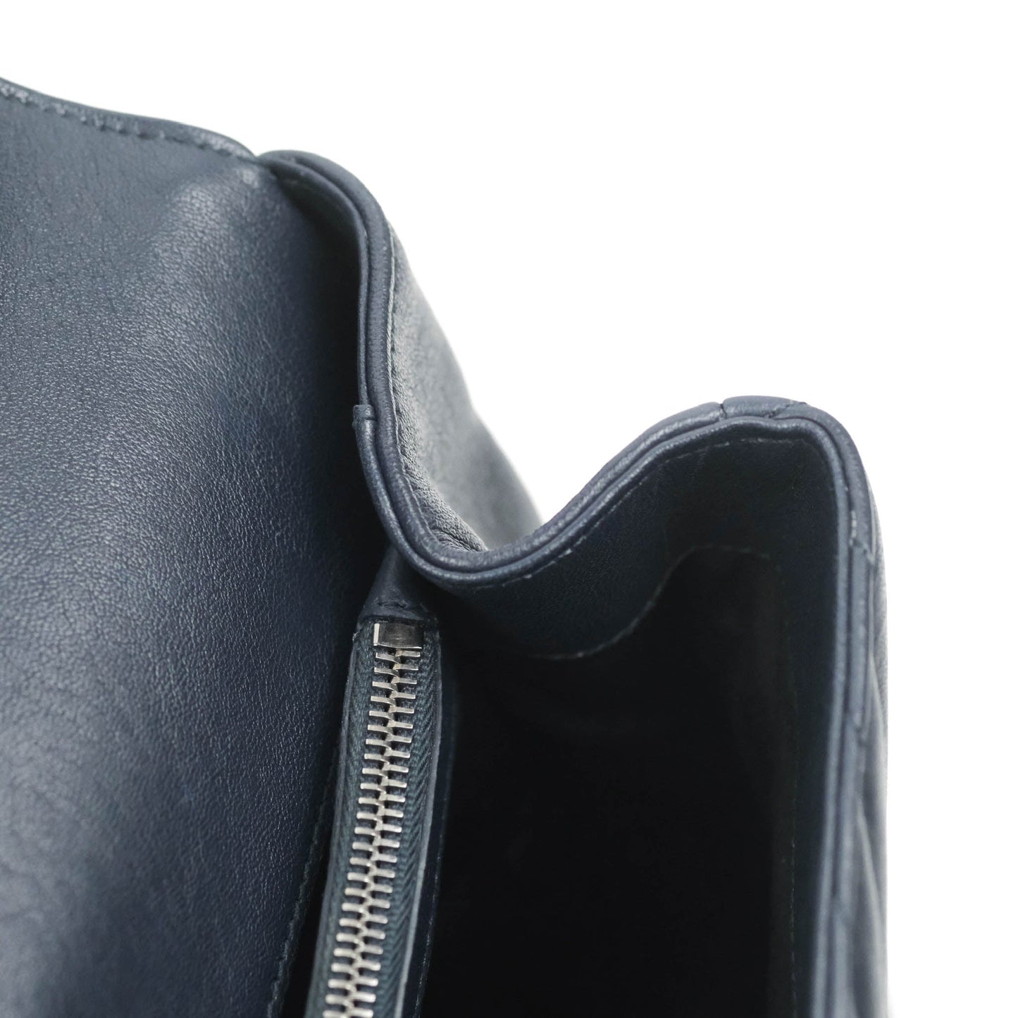 Saint Laurent Chevron Large College Navy Chain Bag Ruthenium Hardware