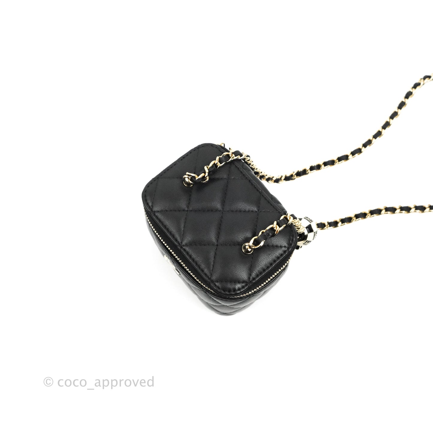 Chanel Classic Mini Vanity With CC Chain Black Lambskin Gold Hardware