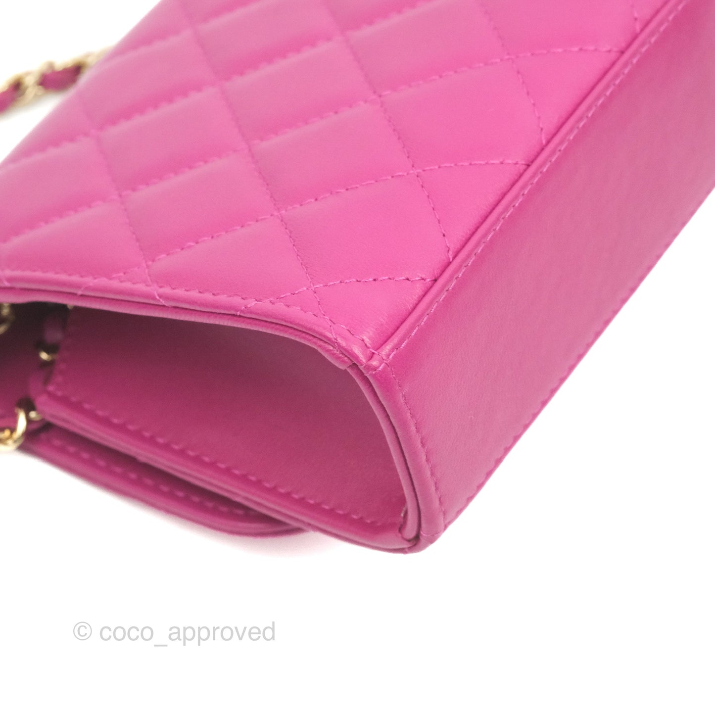 Chanel Mini Quilted Trendy CC Clutch With Chain Plum Lambskin Gold Hardware