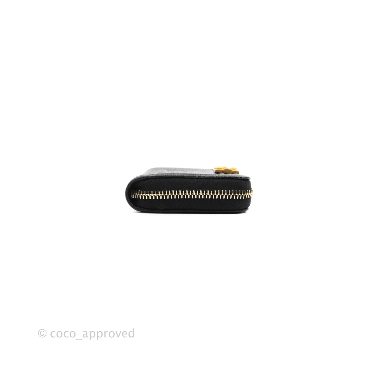 Chanel Chevron Boy Zip Card Holder Black Caviar Gold Hardware
