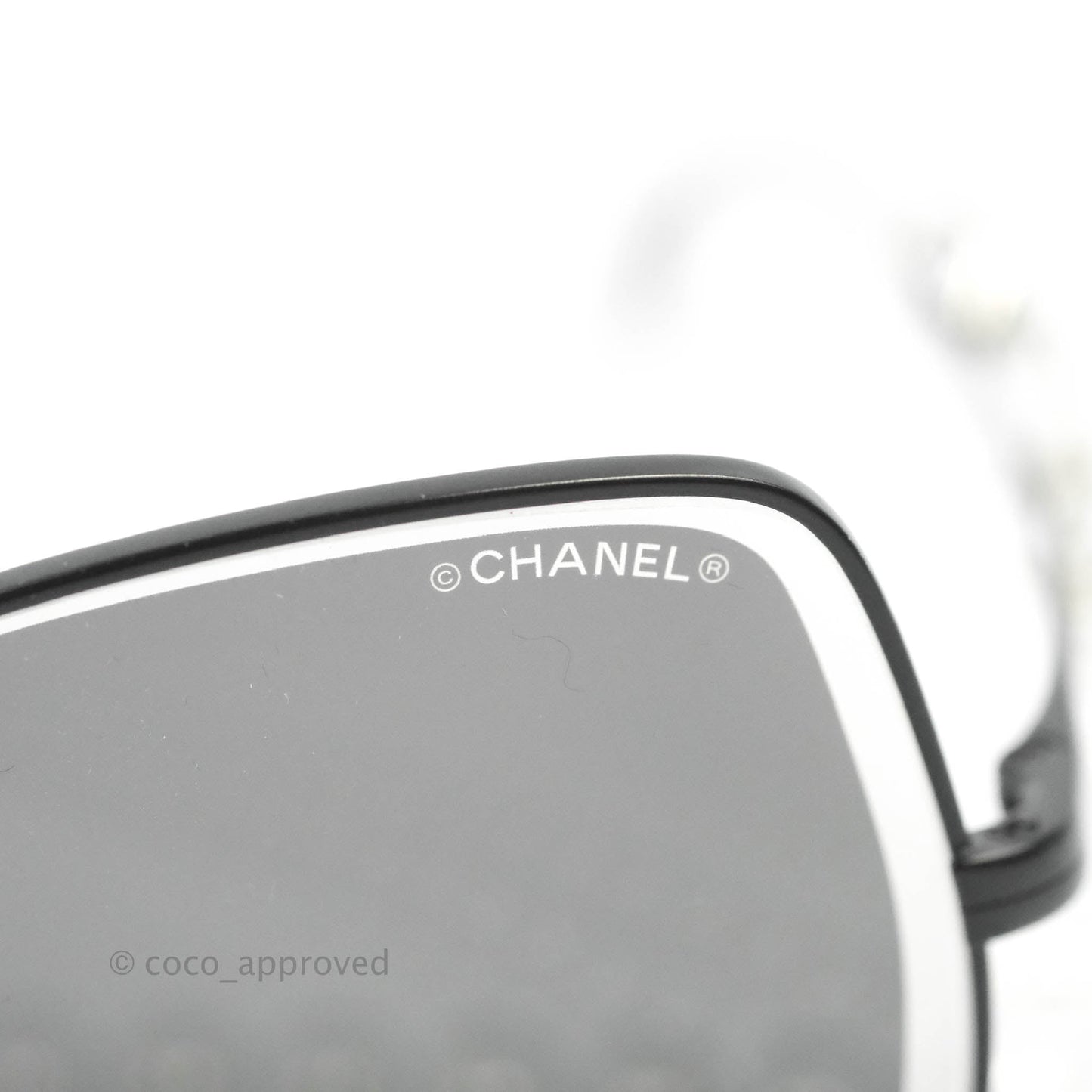 Chanel 4262 Butterfly Black Metal Sunglasses with Pearl Strap