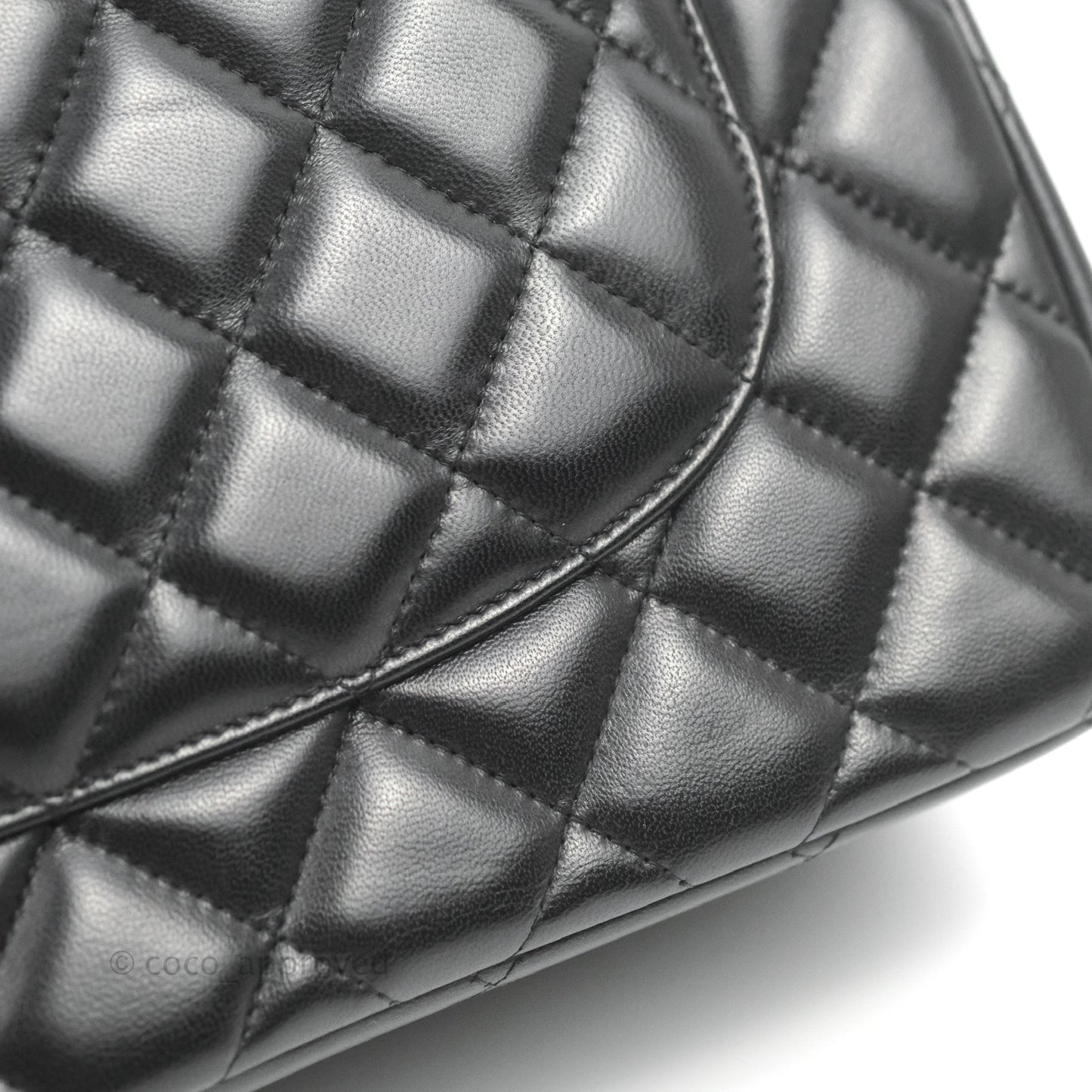 Chanel Quilted Jumbo Double Flap Black Lambskin Silver Hardware