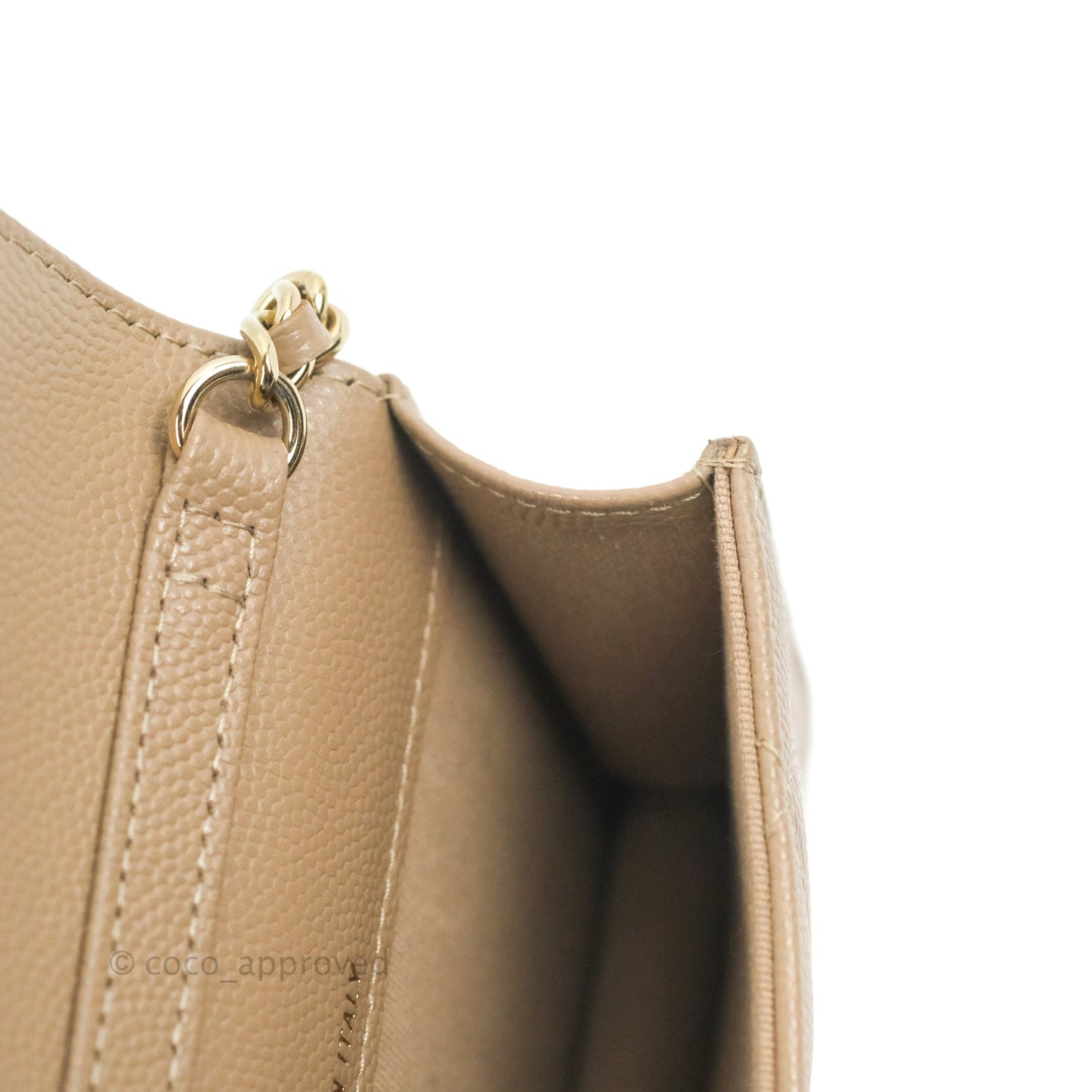 Chanel Mini Clutch With Chain Dark Beige Caviar Gold Hardware
