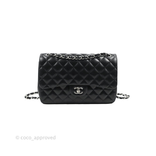 Chanel Jumbo Double Flap Black Lambskin Silver Hardware⁣⁣