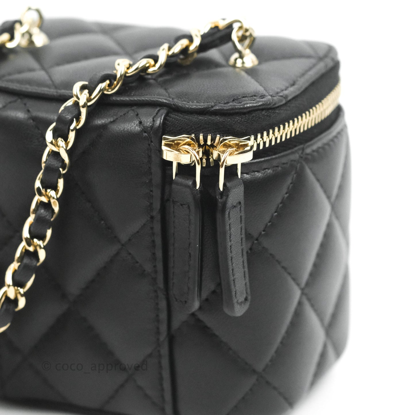 Chanel Classic Mini Vanity With CC Chain Black Lambskin Gold Hardware