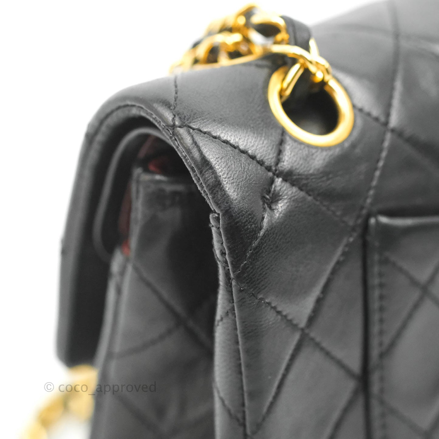 Chanel Vintage Classic S/M Small Double Flap Bag Black Lambskin 24K Gold Hardware