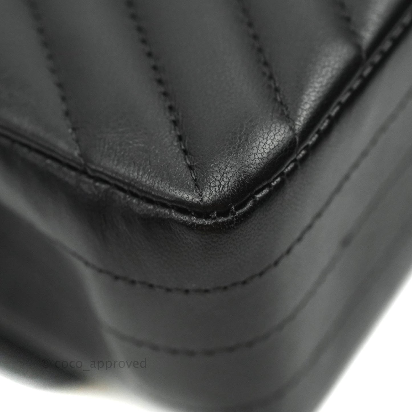 Chanel Classic M/L Medium Chevron Double Flap Black Lambskin Silver Hardware