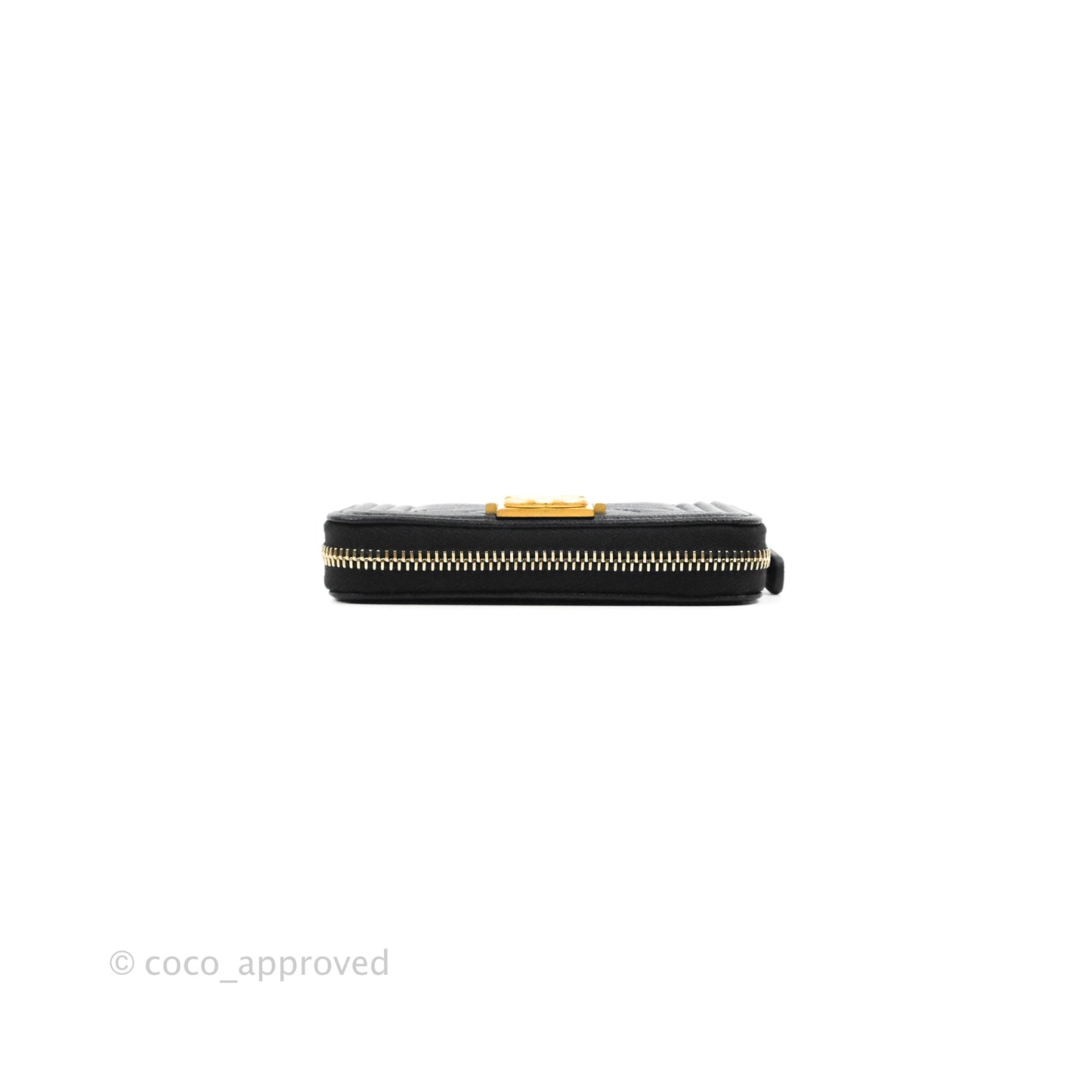 Chanel Chevron Boy Zip Card Holder Black Caviar Gold Hardware