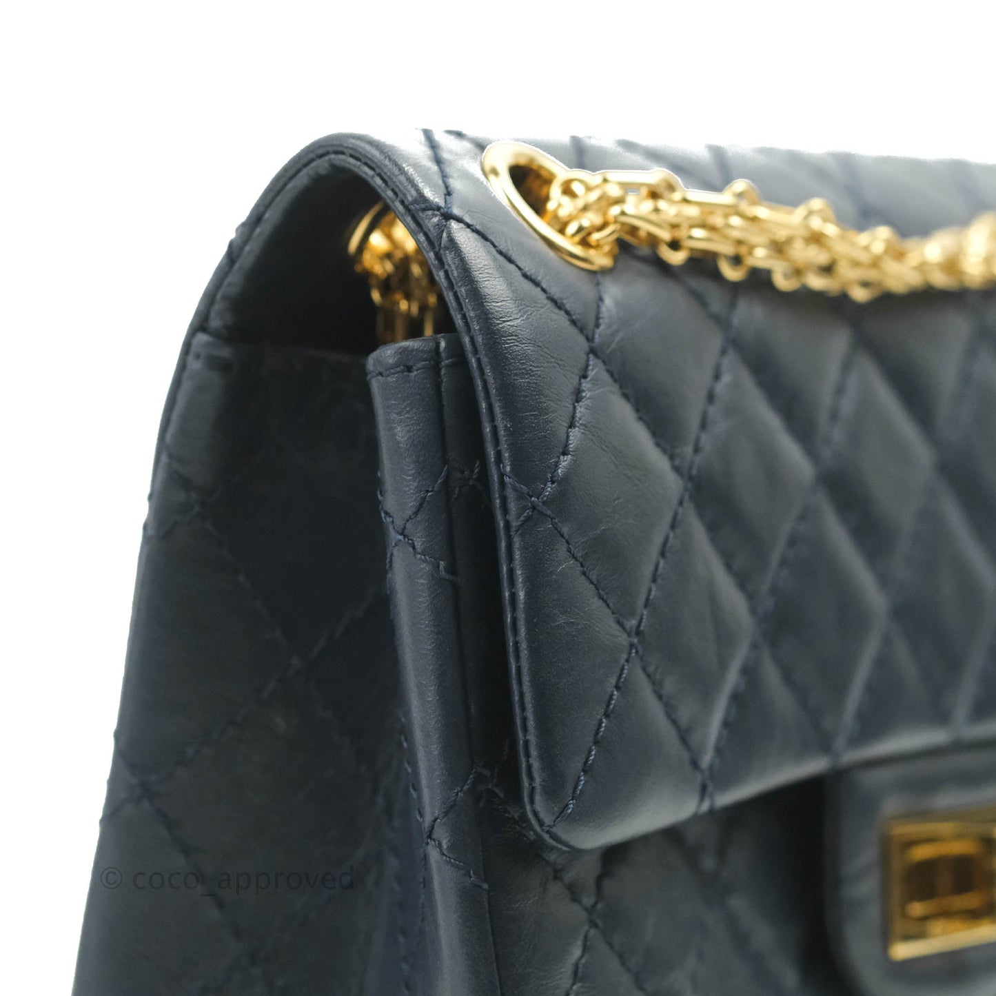 Chanel Mini Reissue 224 Navy Aged Calfskin Gold Hardware