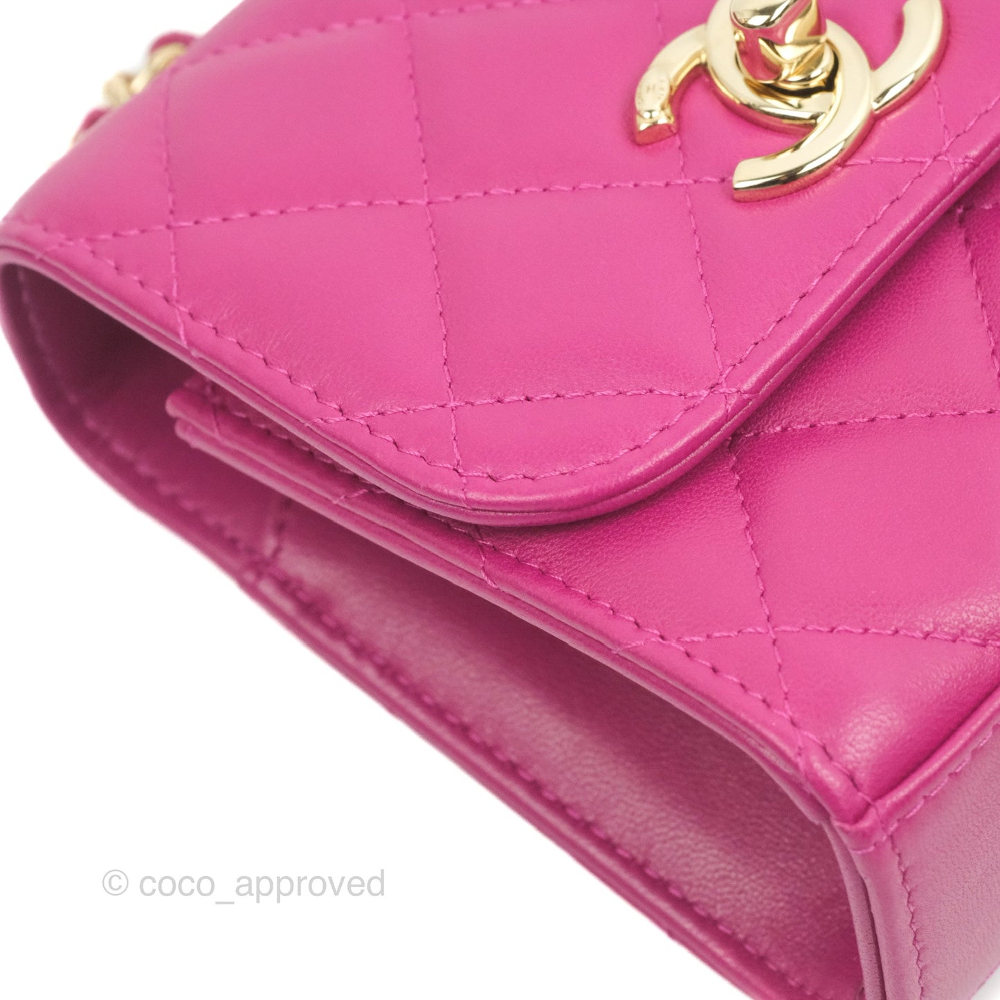 Chanel Mini Quilted Trendy CC Clutch With Chain Plum Lambskin Gold Hardware