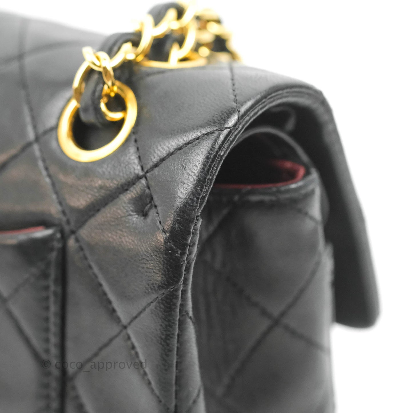 Chanel Vintage Classic S/M Small Double Flap Bag Black Lambskin 24K Gold Hardware