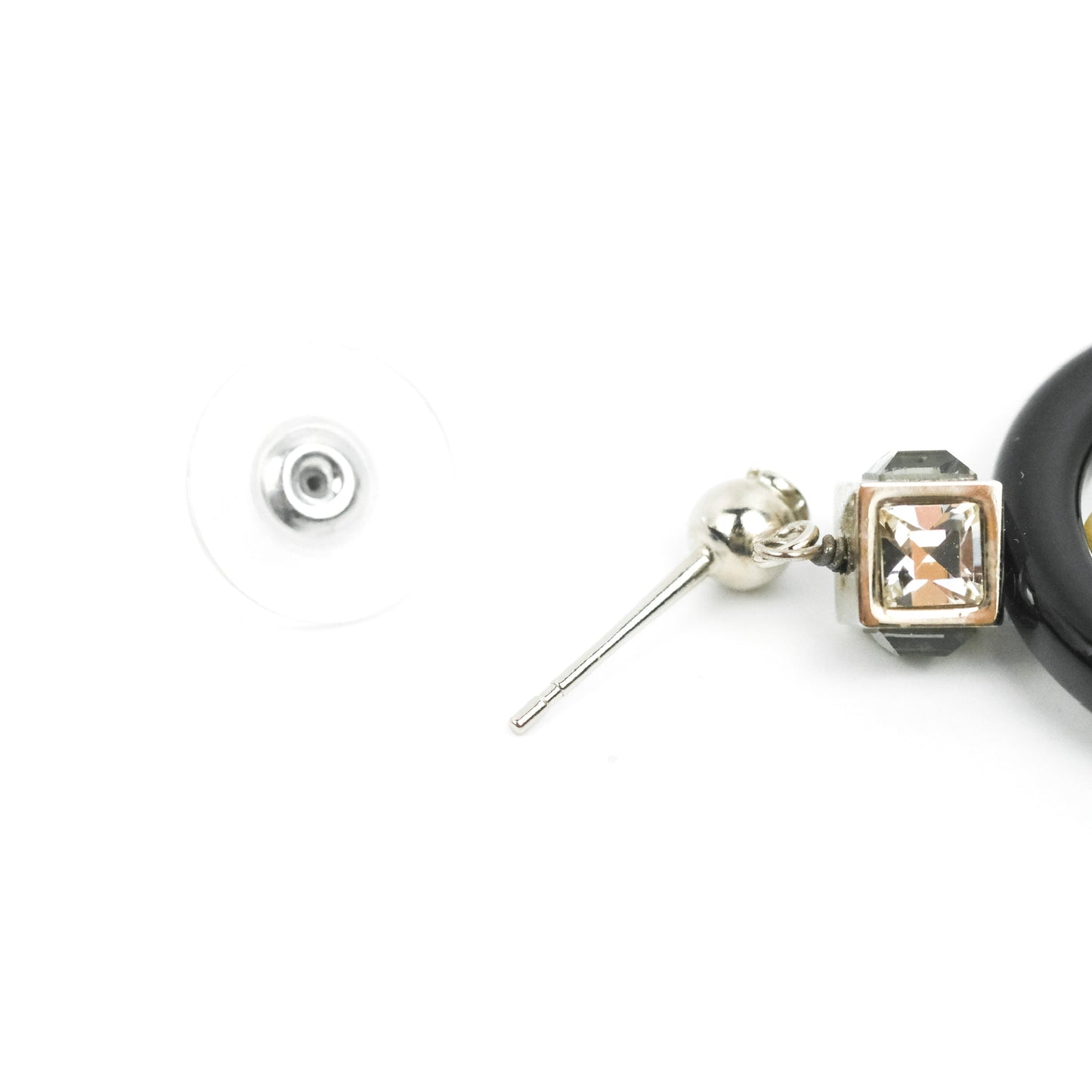 Chanel Crystal CC Black Round Drop Earrings 18B