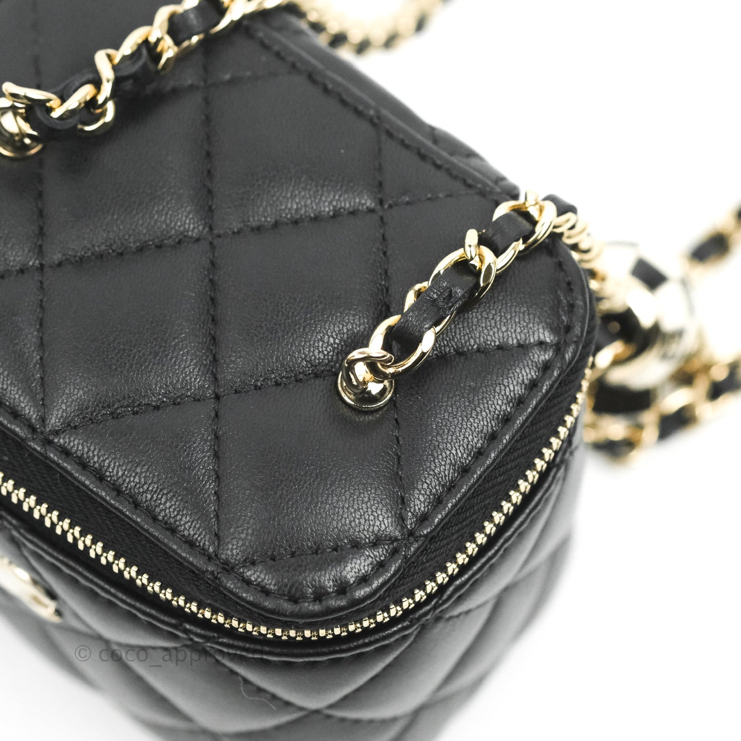 Chanel Classic Mini Vanity With CC Chain Black Lambskin Gold Hardware