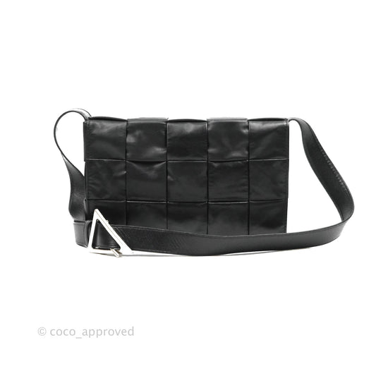 Bottega Veneta Intrecciato Paper Cassette Calfskin Bag Black Silver Hardware