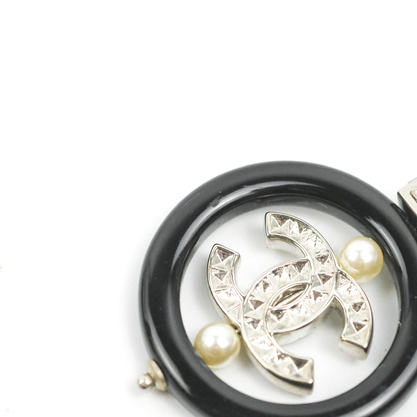 Chanel Crystal CC Black Round Drop Earrings 18B
