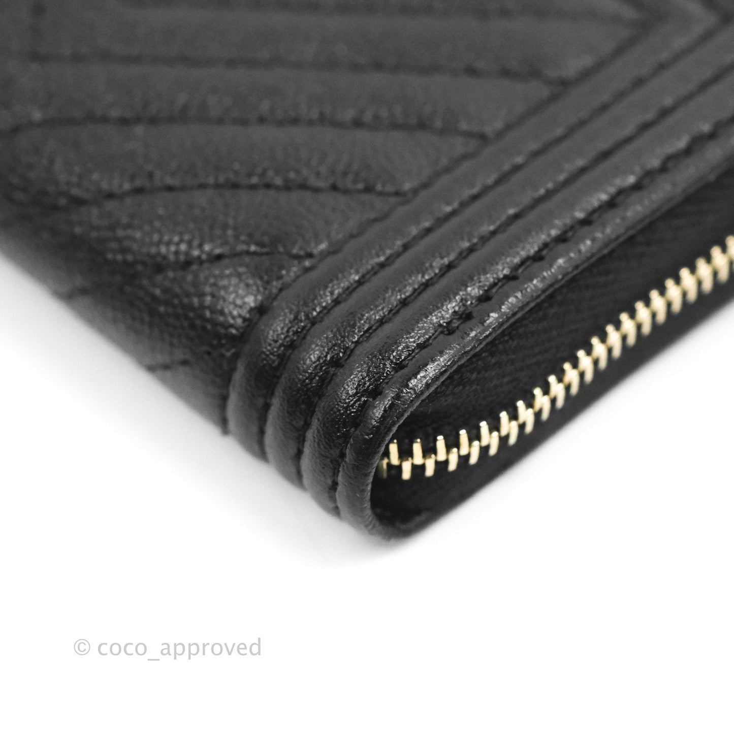 Chanel Chevron Boy Zip Card Holder Black Caviar Gold Hardware
