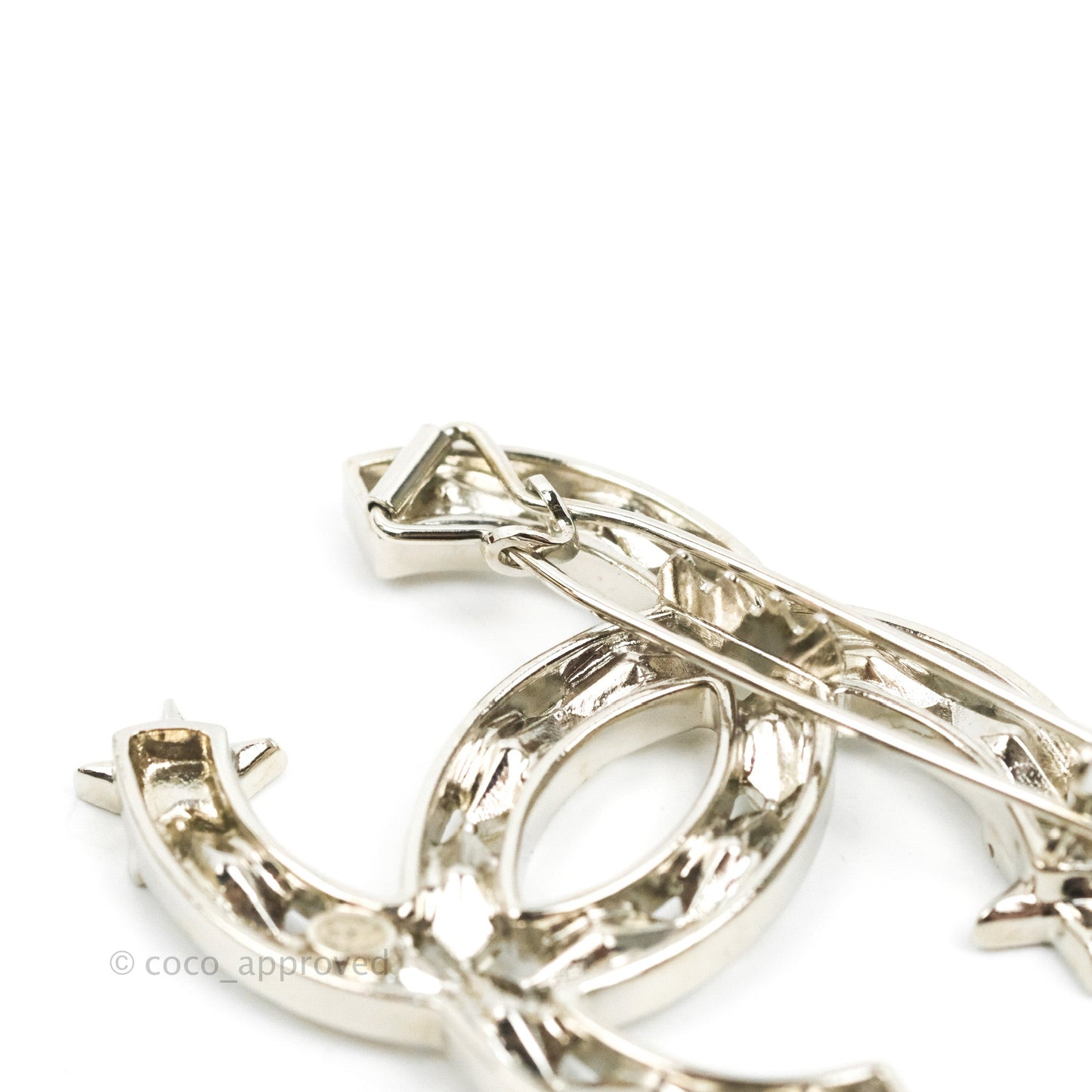 Chanel CC Crystal Star Hair Clip Silver Tone 20P