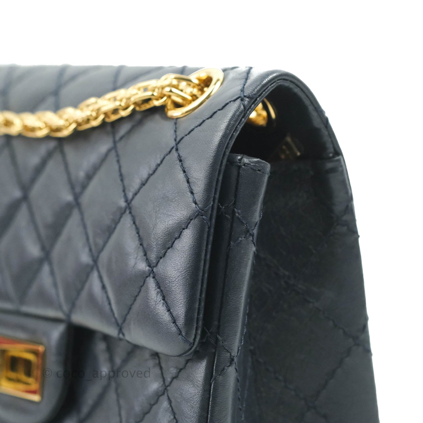 Chanel Mini Reissue 224 Navy Aged Calfskin Gold Hardware