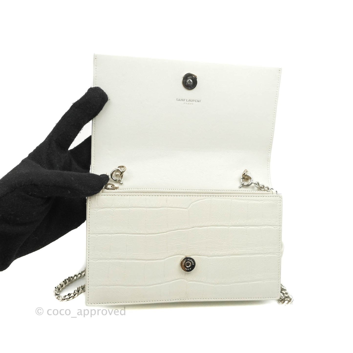 Saint Laurent Kate Tassel WOC White Silver Hardware