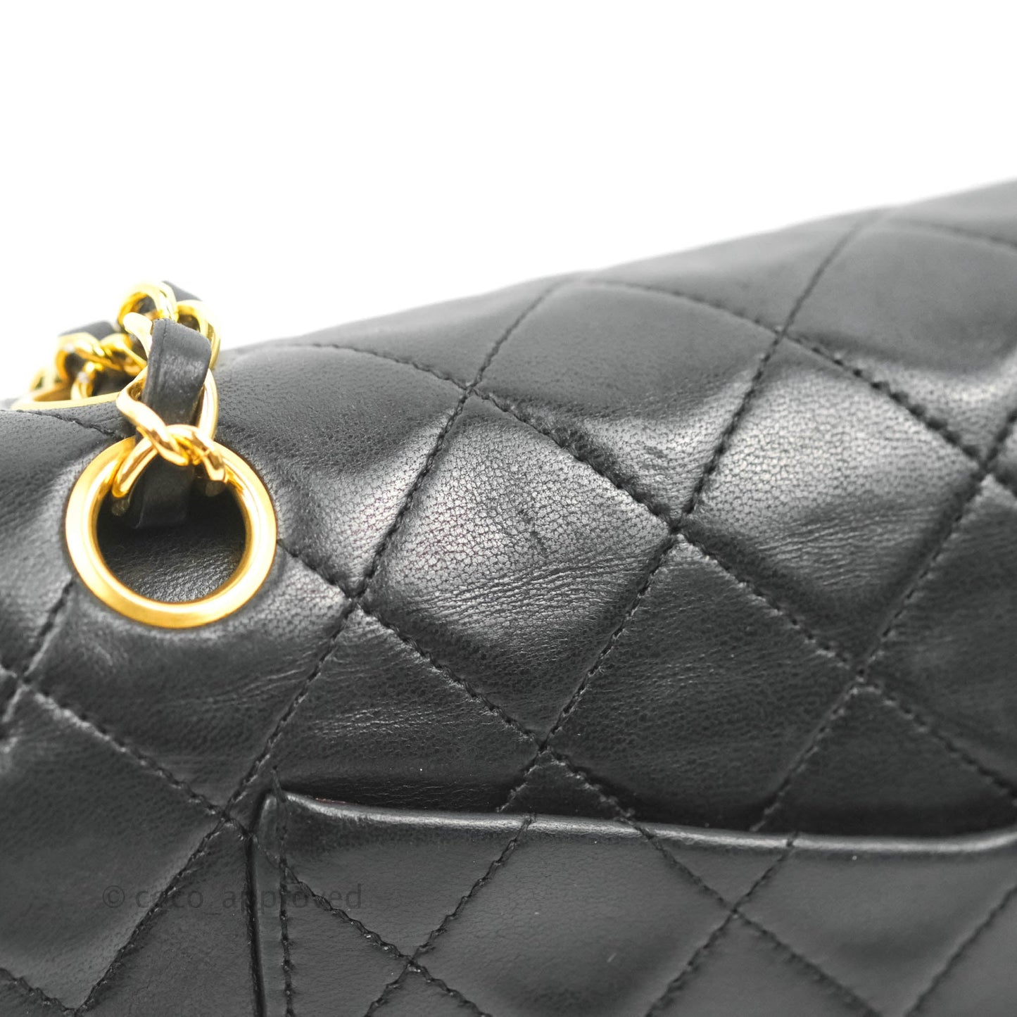 Chanel Vintage Classic S/M Small Double Flap Bag Black Lambskin 24K Gold Hardware