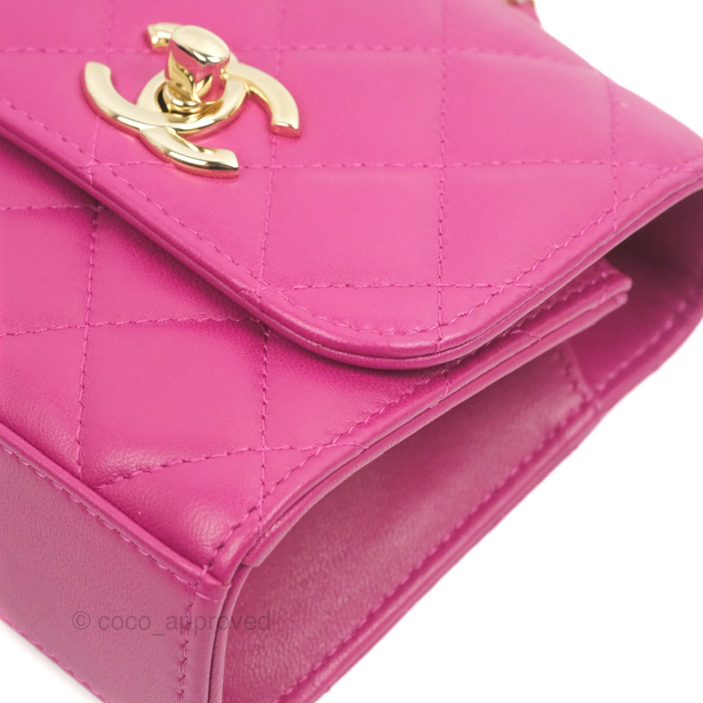 Chanel Mini Quilted Trendy CC Clutch With Chain Plum Lambskin Gold Hardware