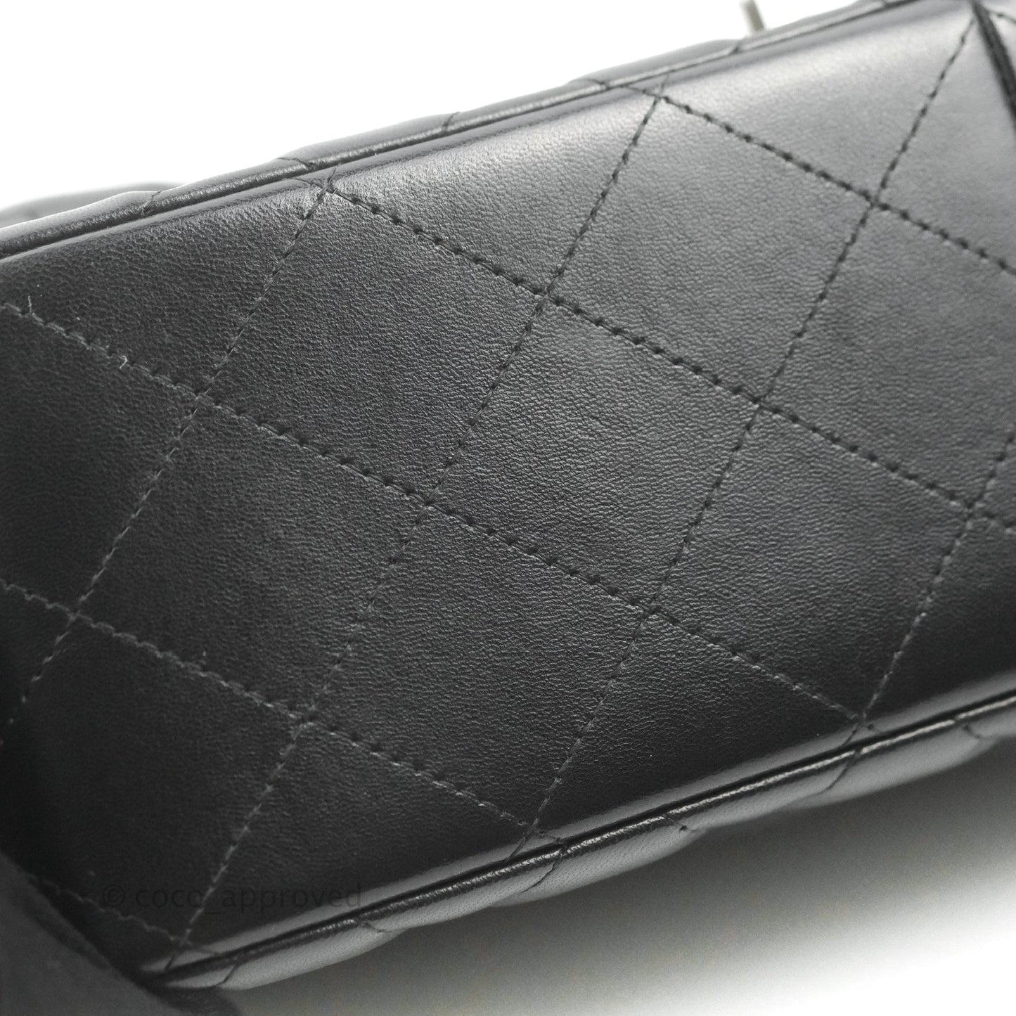Chanel Quilted Jumbo Double Flap Black Lambskin Silver Hardware