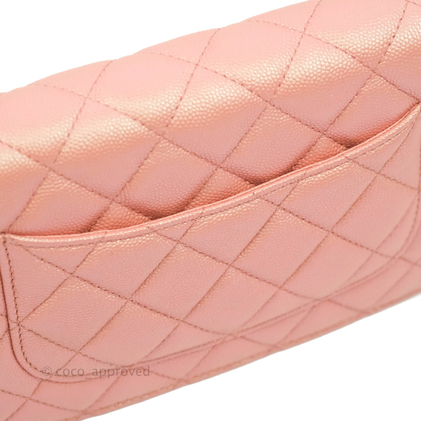 Chanel Quilted Wallet on Chain WOC Iridescent Pink Caviar Gold Hardware 19S