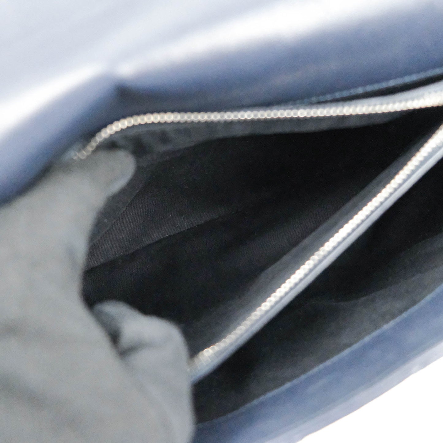 Saint Laurent Chevron Large College Navy Chain Bag Ruthenium Hardware