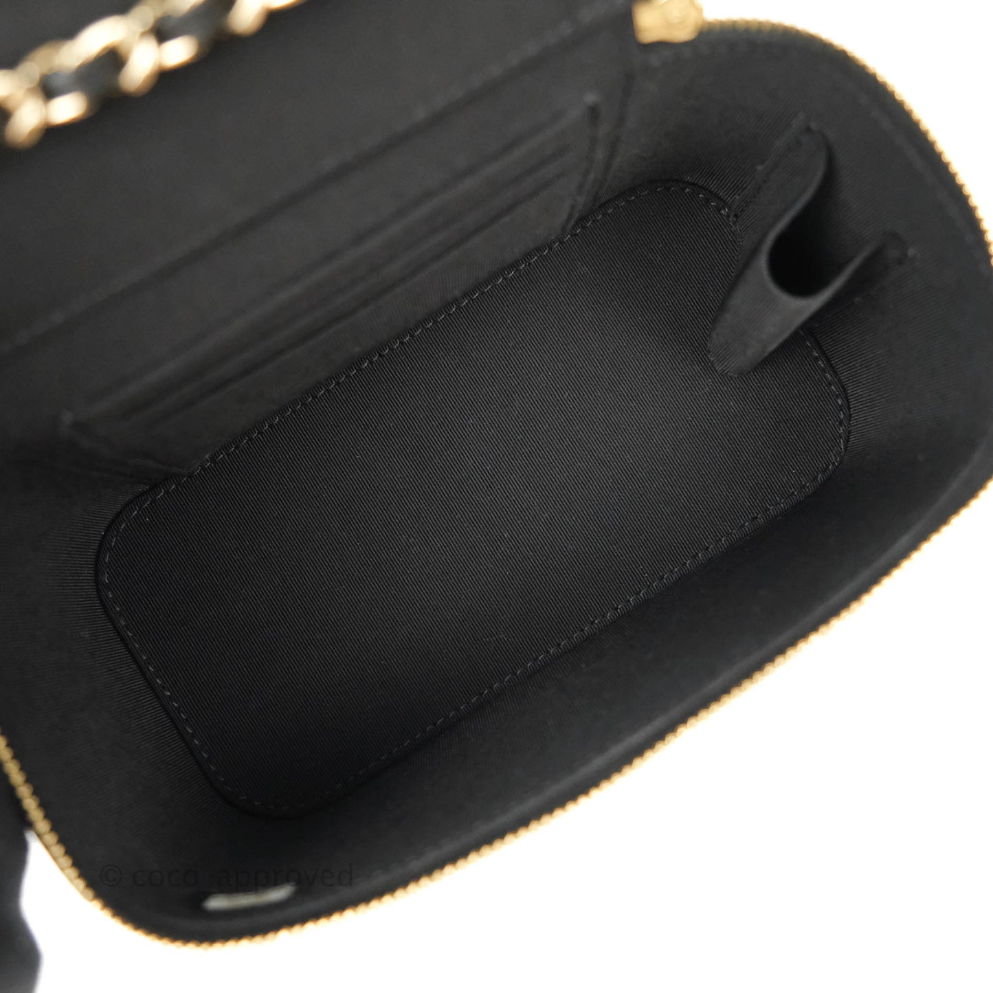 Chanel Vanity Rectangular Camellia Embossed Black Lambskin Gold Hardware