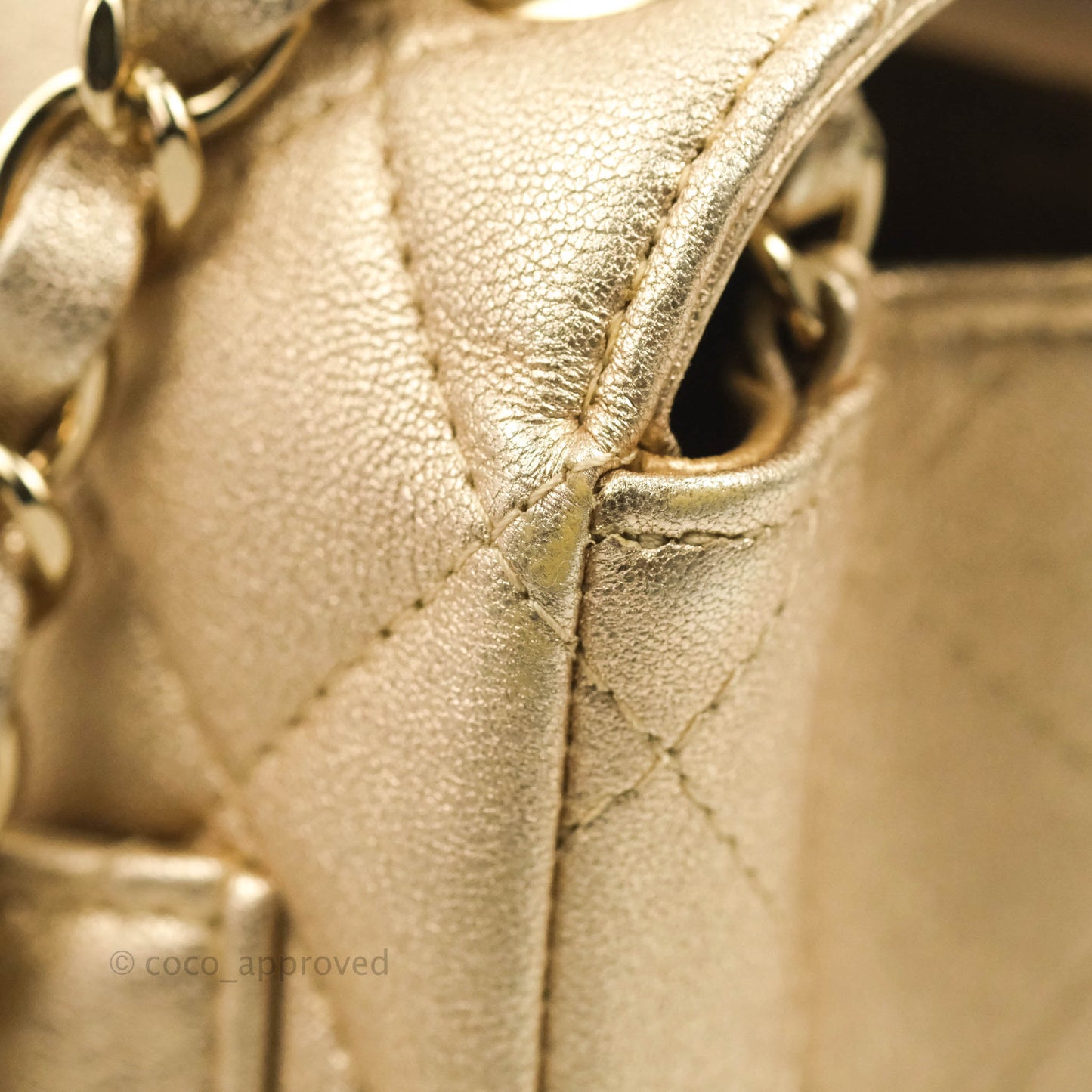 Chanel Classic Quilted Mini Square Flap Iridescent Gold Gold Hardware 21P